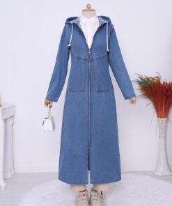 Hooded Denim Cap with Side Pockets -Indigo