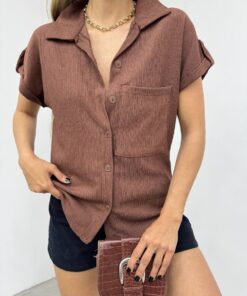 Double Sleeve One Pocket Burgundy Shirt -K. Coffee