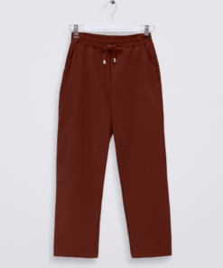 Elastic Waistband Double Pocket Pants with Lace-up Detail -Kiremit