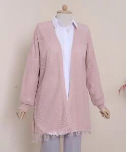 Tasseled Short Cardigan -Powder