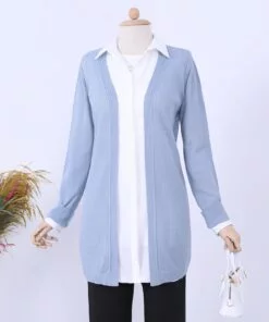 Long Sleeve Mesh Spring Cardigan -Blue