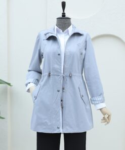 Tunnel Tie Araboy Trench Coat with Folded Sleeves -Grey