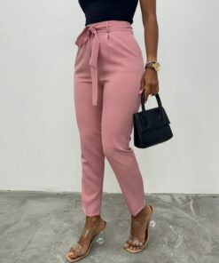 Belted Ankle Pants -Powder