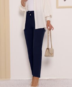 Double Pocket Pants with Elastic Waistband and Lace-up Detail -Laci
