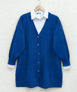 Buttoned Winter Hijab Sweater Cardigan -Saks